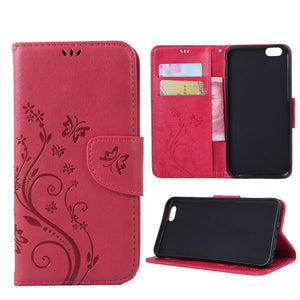 Wallet Case For Iphone 7 6 6s Plus SE 5 5s Funda Retro Flower Embossed Leather Flip Stand Holder Cover With Card Slot Capa Shell
