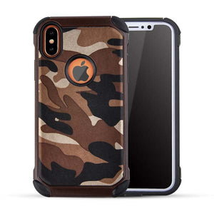 2 in 1 Shockproof Army Camouflage Case For iPhone X