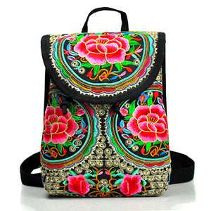 JIANXIU Chinese Style Floral Embroidery Backpack Vintage Ethnic Bag Girls Lady Unique Schoolbags Women Travel Rucksack Bags