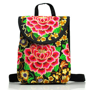 JIANXIU Chinese Style Floral Embroidery Backpack Vintage Ethnic Bag Girls Lady Unique Schoolbags Women Travel Rucksack Bags