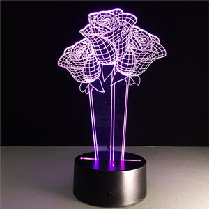 3D Flower Lamp with Changing Light Effects