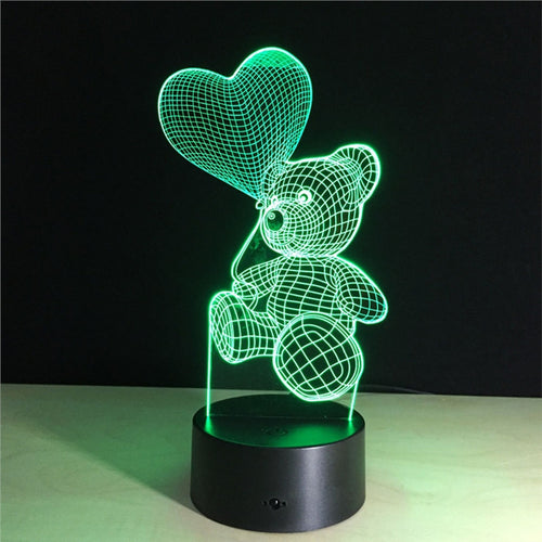 3D Teddy Bear Lamp with Changing Light Effects