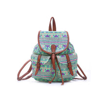 Fashion Geometric Print Women Drawstring Canvas Backpack Rucksack School Bag Casual Bag